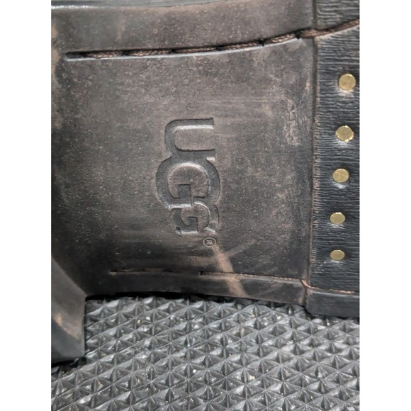 UGG Boots Womens Size 10 Brown Leather Lace Up Combat Mid Calf Buckle 1007672 - Picture 8 of 9